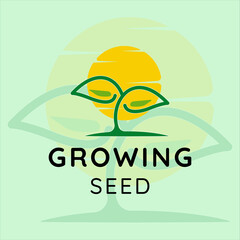 Obraz premium growing seed modern colorful vector logo illustration template icon graphic design. flower plant garden farm symbol for business and industry