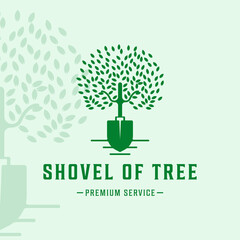 tree of shovel logo modern vintage colorful vector illustration template icon graphic design