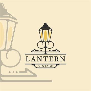 lantern logo vintage vector illustration template icon graphic design. street lamp restaurant icon with retro style