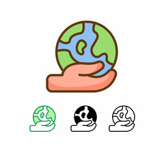 save earth vector icon isolated on white background. Ecology icon. filled line, outline, solid icon. Signs and symbols can be used for web, logo, mobile app, UI, UX