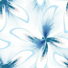 abstract botanical seamless tropical pattern with bright blue plants leaves on light background. Summer hawaiian pattern with tropical plants. Printing and textiles. Exotic tropics. nature wallpaper