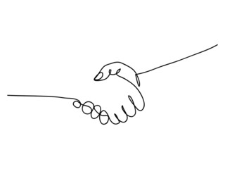 hand drawn continuous one line of handshake. poster art print. vector illustration