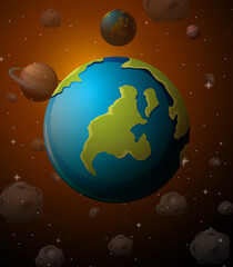 Erath planet on space background