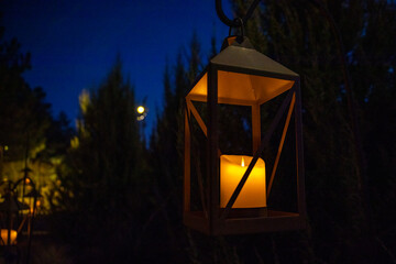 candle lantern. at night