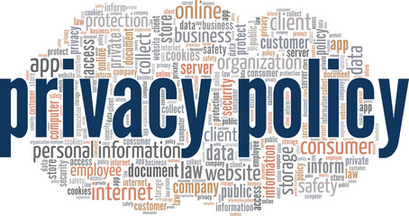 Privacy Policy conceptual vector illustration word cloud isolated on white background.