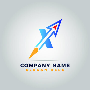 Rocket arrow blended with initial letter logo