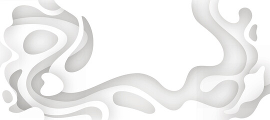 Liquid white background design. White elements with fluid gradient. White organic Dynamic shapes composition. Minimal poster ideal for banner, web, cover, brochure, social media background