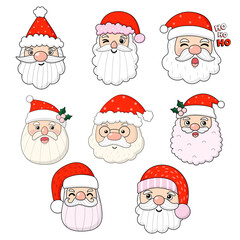 Face Santa claus Filled Clipart, Merry Christmas