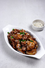 Ayam teriyaki or Chicken Teriyaki with sesame seeds.