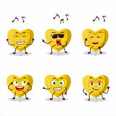 An image of yellow love candy dancer cartoon character enjoying the music