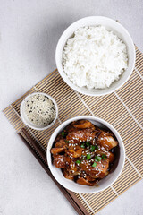 Ayam teriyaki or Chicken Teriyaki with rice.