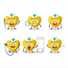 Doctor profession emoticon with yellow love candy cartoon character