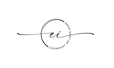 E i Initial handwriting signature logo, initial signature, elegant logo design
vector template.
