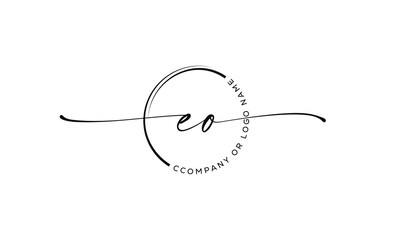 E o Initial handwriting signature logo, initial signature, elegant logo design
vector template.
