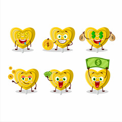 yellow love candy cartoon character with cute emoticon bring money