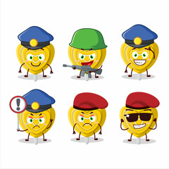A dedicated Police officer of yellow love candy mascot design style