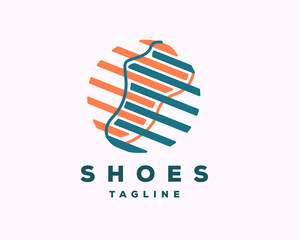 circle overlapping forming shoes logo icon symbol design template illustration