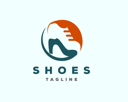 circle cat shoes high heels overlapping logo icon symbol design template illustration