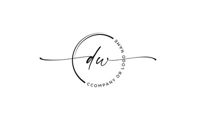 D w Initial handwriting signature logo, initial signature, elegant logo design
vector template.