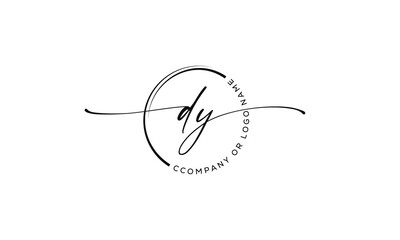 D y Initial handwriting signature logo, initial signature, elegant logo design
vector template.