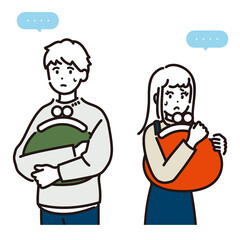 お金の管理に不満のある夫婦のイメージイラスト