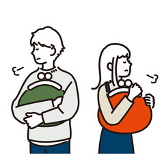 お金の価値観が合わない夫婦のイメージイラスト