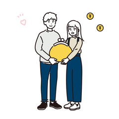 協力して家計を管理をする夫婦のイラスト
