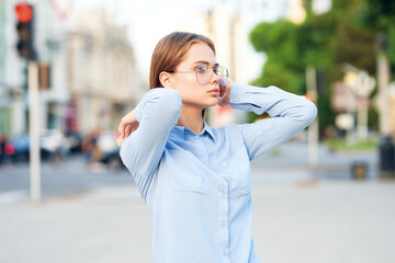 pretty woman outdoors walk fresh air lifestyle