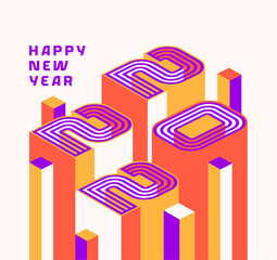 2022 new year celebration with isometric style