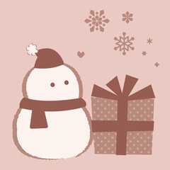雪だるまとプレゼントが並んでいるイラスト
