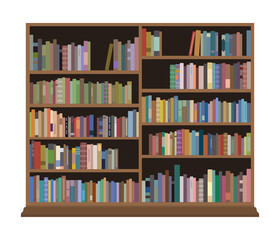Library Bookshelf Vector Bookcase Illustration
