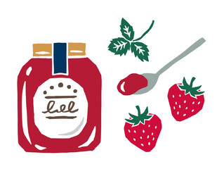 いちごジャム　レトロなベクターイラスト