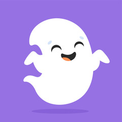 Cute ghost. Cartoon character. Colorful vector illustration. Isolated on color background. Design element. Template for your design, books, stickers, cards.