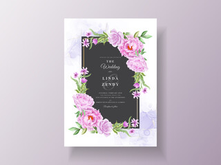 Vintage wedding invitation purple flower