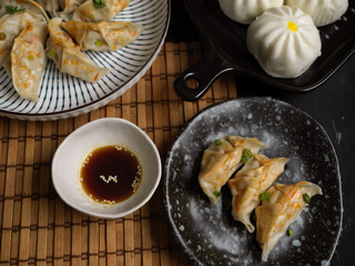 Steamed pork buns and original Japanese gyoza dumplings