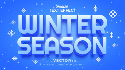 Fototapeta na wymiar winter season typography premium editable text effect