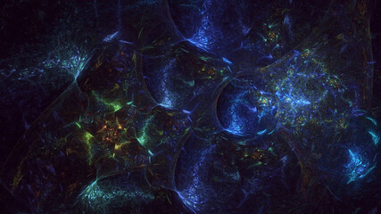 3D rendering abstract blue fractal light background