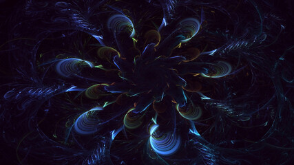3D rendering abstract blue fractal light background