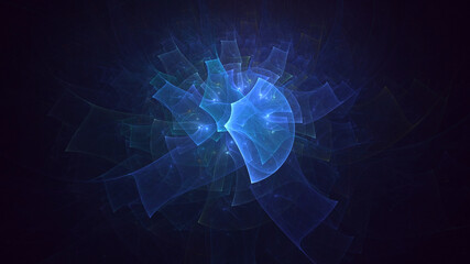3D rendering abstract blue fractal light background
