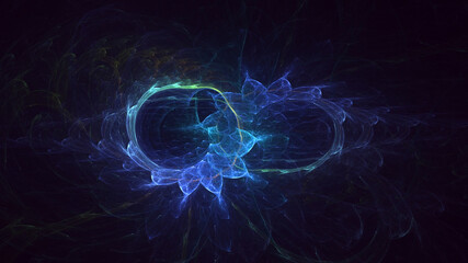 3D rendering abstract blue fractal light background