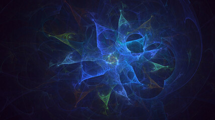 3D rendering abstract blue fractal light background