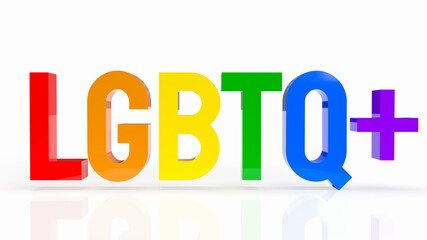 The  lgbtq+  text multi color on white background   for transgender concept 3d rendering
