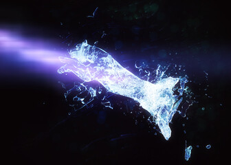 3D Water splashes tiger