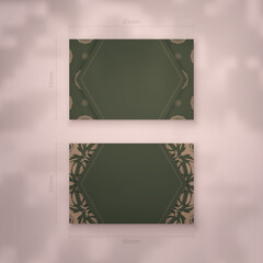 Business card in green with an abstract brown pattern for your personality.