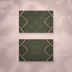 Business card in green with an abstract brown pattern for your personality.