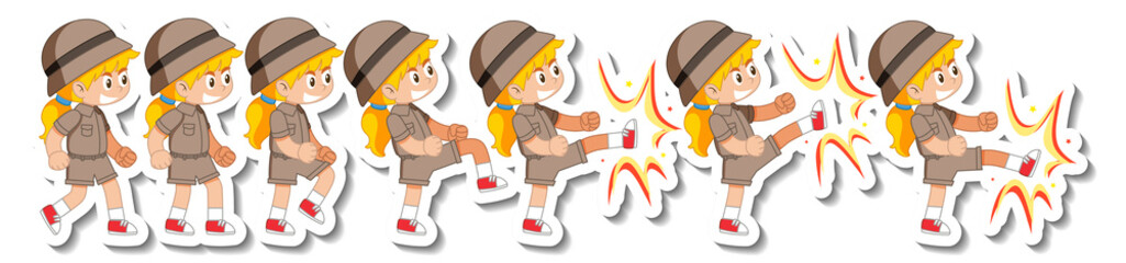 Set of girl scout in different action