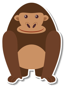 Chubby gorilla animal cartoon sticker