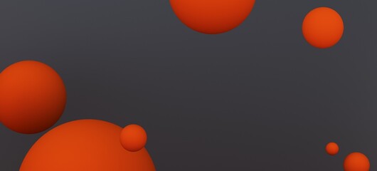 abstract background with orange balls on graphite background. a place for your advertising. 3d rendering