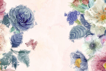 Fototapeta na wymiar Beautiful oil painting flower illustration