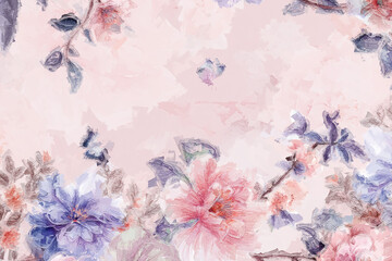 Beautiful oil painting flower illustration